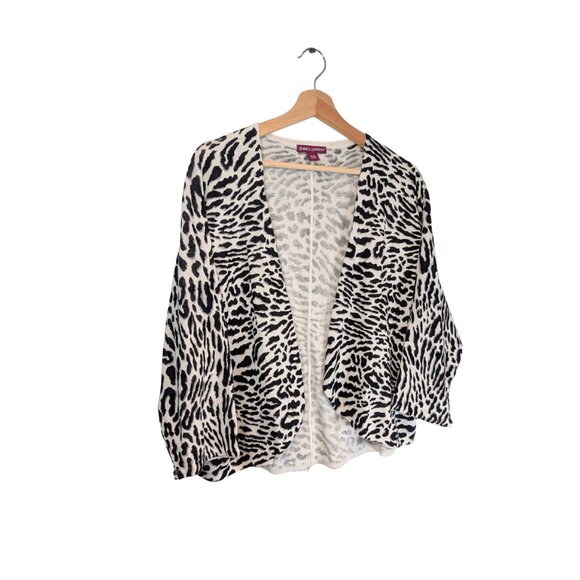 Jessica London Women’s 18/20 Open Knit 2X cardigan Animal Print Sweater - Picture 3 of 6
